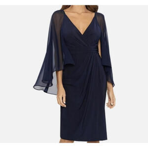 BETSY & ADAM navy drape cape mini dress nwt sz 6